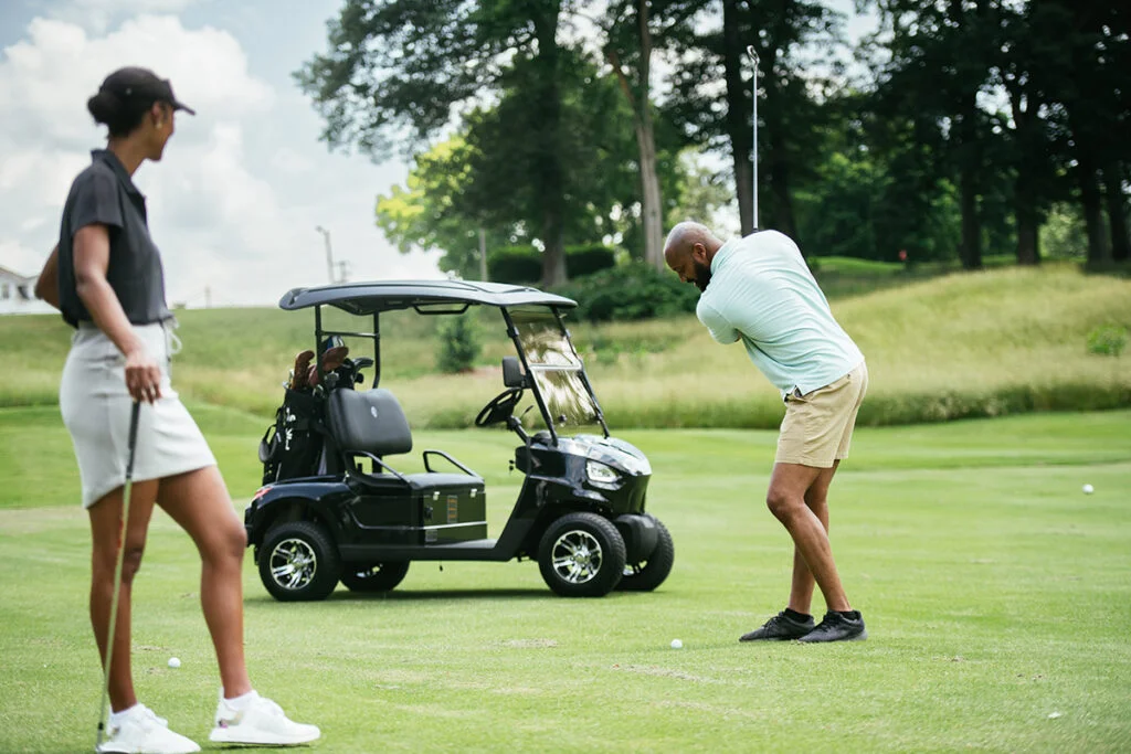 Using your bluetooth speakers while golfing.